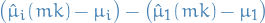 \begin{equation*}
\big( \hat{\mu}_i(mk) - \mu_i \big) - \big( \hat{\mu}_1(mk) - \mu_1 \big)
\end{equation*}
