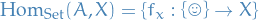 $\text{Hom}_{\text{Set}}(A, X) = \{ f_x: \left\{ \smiley \right\} \to X \}$