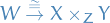 \begin{equation*}
W \overset{\cong}{\to} X \times_Z Y
\end{equation*}
