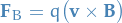 \begin{equation*}
  \mathbf{F}_B = q \big( \mathbf{v} \times \mathbf{B} \big)
\end{equation*}
