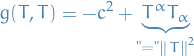 \begin{equation*}
g(T, T) = -c^2 + \underbrace{T^{\alpha} T_{\alpha}}_{= \norm{T}^2}
\end{equation*}
