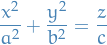 \begin{equation*}
\frac{x^2}{a^2} + \frac{y^2}{b^2} = \frac{z}{c}
\end{equation*}
