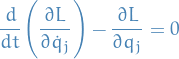 \begin{equation*}
\frac{d}{dt} \Bigg( \frac{\partial L}{\partial \dot{q}_j} \Bigg) - \frac{\partial L}{\partial q_j} = 0
\end{equation*}
