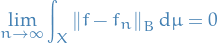\begin{equation*}
\lim_{n \to \infty} \int_X \norm{f - f_n}_{B} \dd{\mu} = 0
\end{equation*}
