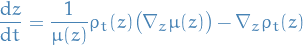 \begin{equation*}
\dv{z}{t} = \frac{1}{\mu(z)} \rho_t(z) \big( \nabla_z \mu(z) \big) - \nabla_z \rho_t(z)
\end{equation*}
