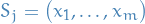 \begin{equation*}
S_j = \big( x_1, \dots, x_m \big)
\end{equation*}
