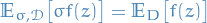 \begin{equation*}
\mathbb{E}_{\sigma, \mathcal{D}} \big[ \sigma f(z) \big] = \mathbb{E}_D \big[ f(z) \big]
\end{equation*}
