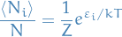 \begin{equation*}
  \frac{\langle N_i \rangle}{N} = \frac{1}{Z} e^{\varepsilon_i / kT}
\end{equation*}
