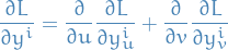 \begin{equation*}
\pdv{L}{y^i} = \pdv{}{u} \pdv{L}{y_u^i} + \pdv{}{v} \pdv{L}{y_v^i}
\end{equation*}
