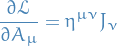 \begin{equation*}
\pdv{\mathcal{L}}{A_{\mu}} = \tensor{\eta}{^{\mu \nu}} J_{\nu}
\end{equation*}
