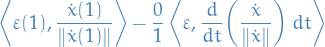 \begin{equation*}
\left\langle \varepsilon(1), \frac{\dot{x}(1)}{\norm{\dot{x}(1)}} \right\rangle - \frac{0}{1} \left\langle \varepsilon, \frac{d}{dt} \bigg( \frac{\dot{x}}{\norm{\dot{x}}} \bigg) \ dt \right\rangle
\end{equation*}
