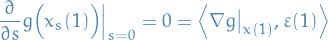 \begin{equation*}
\frac{\partial }{\partial s} g \Big( x_s(1) \Big) \Big|_{s = 0}  = 0 = \left\langle \nabla g \big|_{x(1)}, \varepsilon(1) \right\rangle
\end{equation*}
