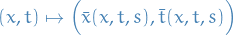 \begin{equation*}
(x, t) \mapsto \Big( \bar{x}(x, t, s), \bar{t}(x, t, s) \Big)
\end{equation*}
